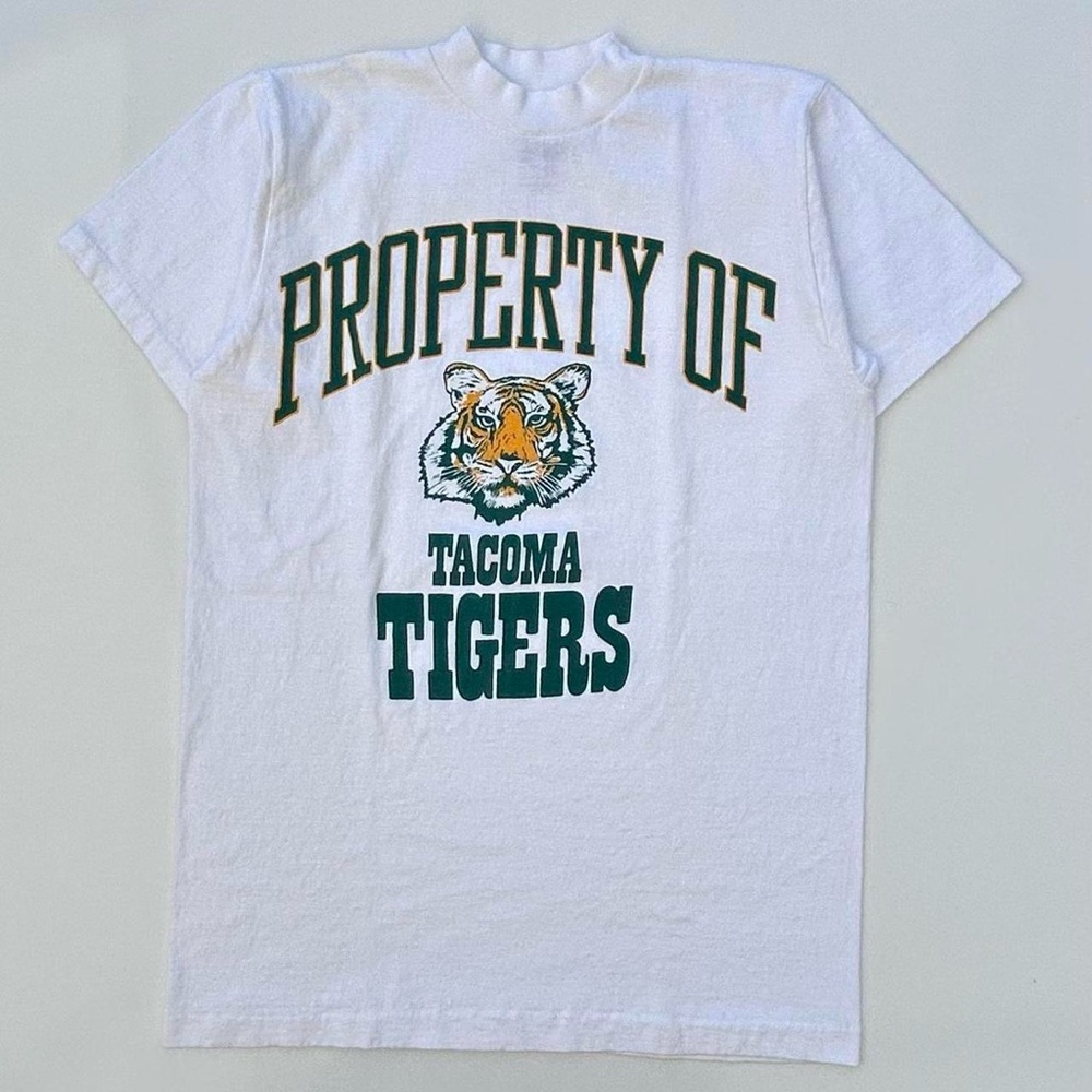 Vintage 80’s Tacoma Tigers White Graphic T Shirt Men’s Small New Without Tags